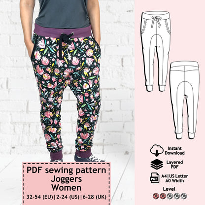 Sweatpants pattern with low crotch Linn