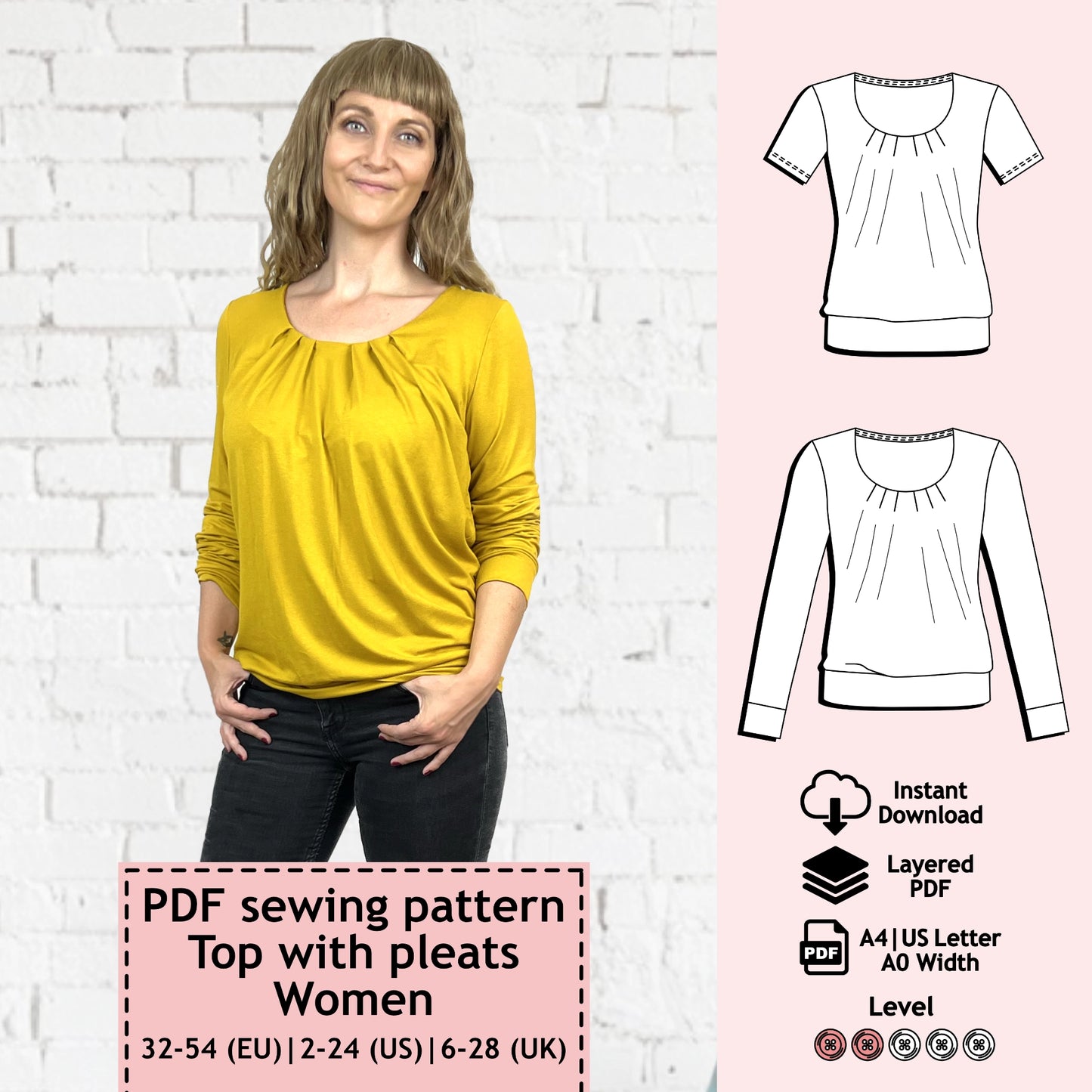 Jersey top pattern Inga