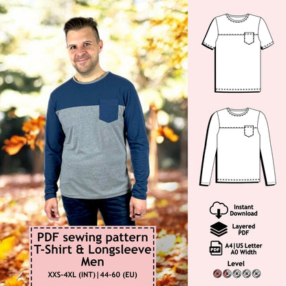 Sewing pattern men's shirt &amp; long sleeve Nick