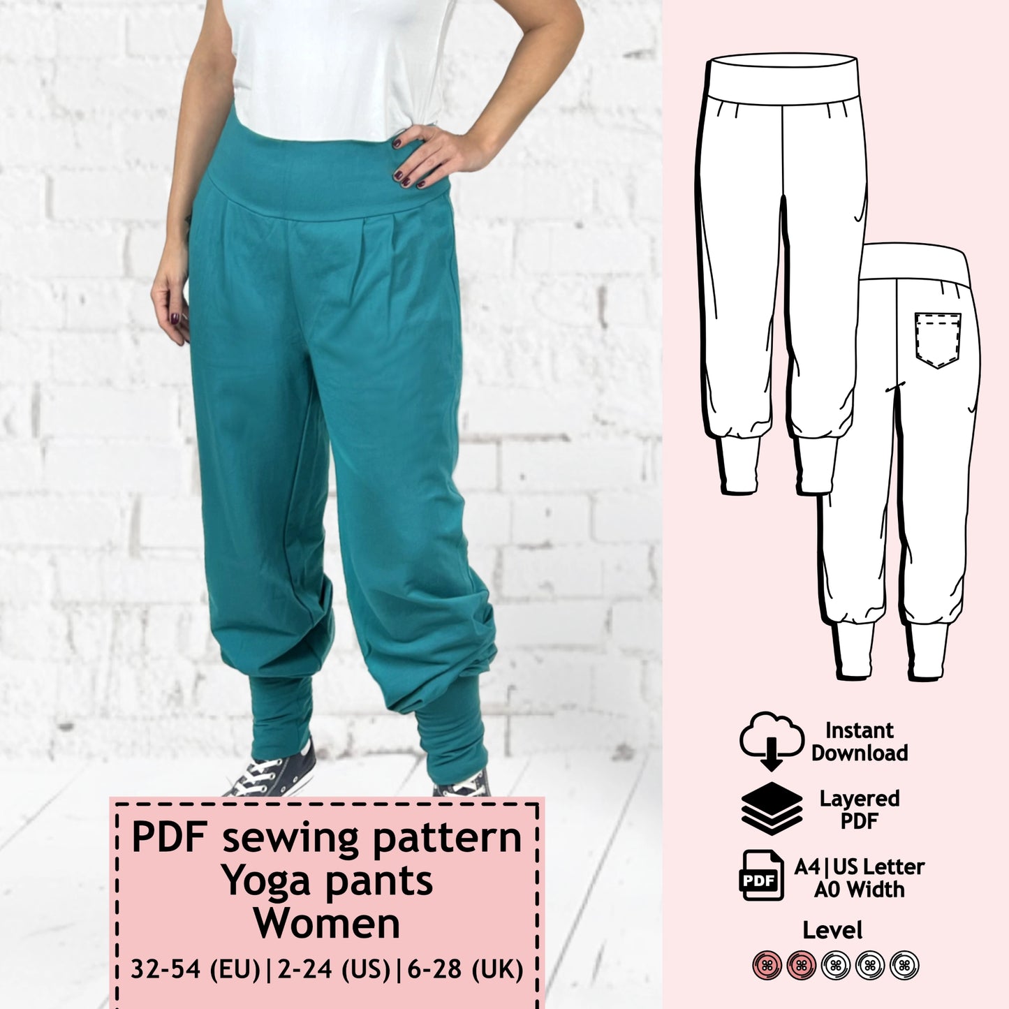 Sewing pattern yoga pants Lea